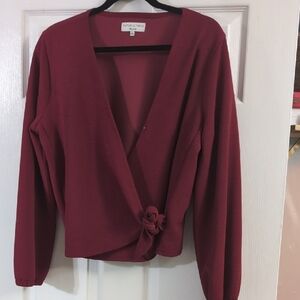 Deep Red Wrap Cardigan